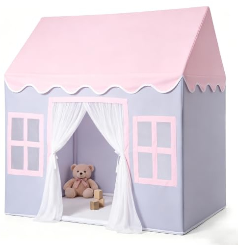 Wilwolfer Kinder Spielzelt Indoor: Prinzessin Zelt mit gepolsterter Matte - große Kleinkinder Spielhaus für Mädchen & Jungen - Mädchen Zelt Kinderspielzeug Haus Geburtstagsgeschenk (lila)