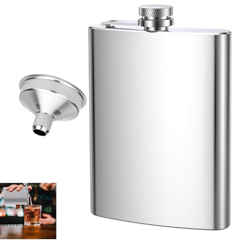 Zpeiran Petaca Portátil de Acero Inoxidable con Embudo,Whisky Portátil Flask,para Viaje,Camping,Senderismo,Barbacoa y Fiestas Licorera Herméticacon Tapón de Rosca