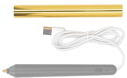 XUMIUZIY Termisk Foliepenna, USB-hantverksverktyg med 4 Värmepennaspetsar för Stämpling och Prägling på Papper, trä och plast. (Guld)