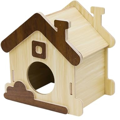 Hamsterhaus | Lustiges Haustierzubehör aus Holz – Natürliches Hasenhaus Hamster-Zubehör | für Rennmäuse, Chinchilla, Frettchen, Igel, Zuckergleiter, Kleintiere, Indoor-Spielen und Schlafen