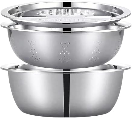 ZHUMCCY Ciotole Acciaio Inossidabile per Impasto - Accatastabili in Acciaio per Risparmiare Spazio - Scodelle da Cucina con Base Antiscivolo - per Servire Lavare Conservare Insalate Pizze e