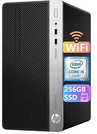 HP ProDesk 400 G6 Mini Tower Desktop Computer PC, Intel Core i5-9500, 8GB RAM, 256GB SSD, WiFi, Bluetooth, Teclado QWERTY US, Windows 11 Pro (reacondicionado)