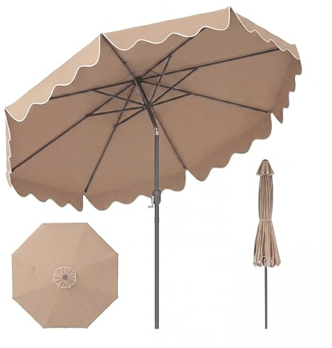 KOMFOTTEU Sombrilla de Jardín 280 cm, Parasol Terraza Exterior con Manivela y Función de Inclinación, Sombrilla de Mercado con 8 Varillas, para Playa, Jardín, Piscina, sin Base