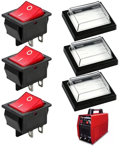 3 PCS Interrupteur À Bascule Étanche À LED Éclairée, Modèle Mini Bateau DPST avec 4 Broches, Support Électrique Fiable En AC 250V 16A Et 125V 20A pour Usage Électrique Domestique Et Industriel (Rouge)