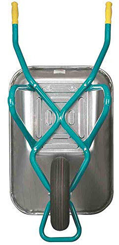 MEFRO Schubkarre BAU 90 mit Kreuz-Chassis, 85l Fassungsvermögen, Stahlrohrkreuz-Chassis, Pneumatisch, Schlauchbereifung, 400 x 100 mm, Silber, Schwarz