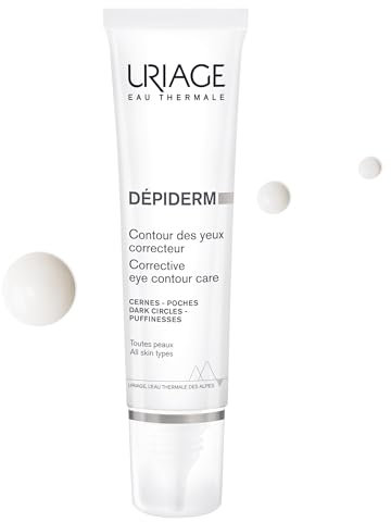 Uriage Depiderm Contour des Yeux Correcteur - Vitamine C & Sulfate de Destran - Défatigue, Unifie, Illumine - Pour Cernes Foncées, Poches - Sans Parfum - 95% d'Ingrédients d'Origine Naturelle - 15 ml