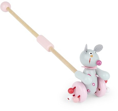 Mousehouse Gifts Giochi trainabili Topo Giocattolo da Spingere Tradizionale in Legno per Bambini