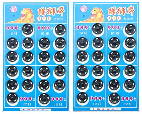 NO.3 40 Sets Metal Clip Buttons/Snap Fasteners for Trousers, Skirts, Tops, Black- 13mmW