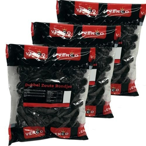 Venco Holland Lakritze 'Dubbelzoute Rondjes' 3 Packung a 1kg (Doppelt gesalzen)
