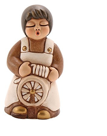 THUN - Donna Tessitrice con Arcolaio - Versione Bianca - Statuine Presepe Classico - Ceramica - I Classici