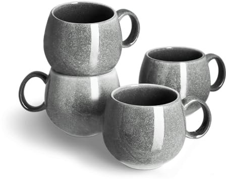 SPRINGLANE Tasse 4er-Set - Geschirr Misty Cliff, Grau, Steingut Tafelservice