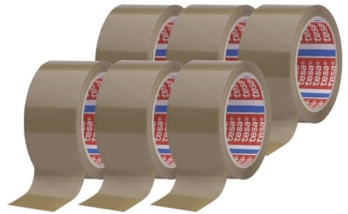 tesapack PP 4195 Paketband im 6er Pack - Geräuscharmes Klebeband zum Verpacken von Paketen und Kartons - braun - 6 Rollen je 66 m x 50 mm