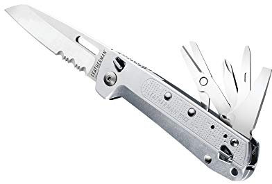 LEATHERMAN - FREE K4 coltello e mutlifunzione da tasca con blocchi magnetici, manici in alluminio e clip da tasca, Grigio