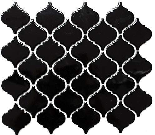 Retro Vintage Mosaik Fliese Keramik Florentiner schwarz glänzend MOS13-2BG_f | 10 Mosaikmatten