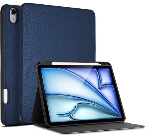 ProCase Buchdeckel Hülle für iPad Air 11 Zoll (M3/M2 2025/2024)，iPad Air 6/5/4 10,9 Zoll, Buch Case Cover mit Stiftehalter Schutzhülle mit Auto Aufwachen/Schlaf -Navy | Smart Folio Stand Cover mit Stifthalter für iPad Air 11 Zoll M4/M3/M2 2026/2025/2024 und Air 5/4 11 Zoll 2022/2020