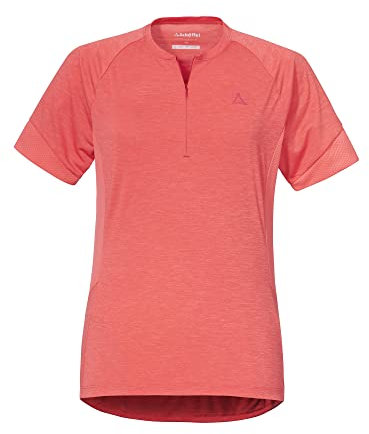 Schöffel Damen Shirt Auvergne L, geruchshemmendes Radtrikot, schnell trocknendes Funktionsshirt mit Taschen, georgia peach, 46