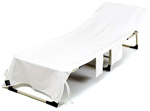 Strandtücher Bunt Einfarbig Strandkorb-Handtuch mit Seitentaschen,Schonbezug für Gartenliege Strand Liege Schwimmbad Hotel Sonnenbaden Handtuch 75 × 210 cm (Weiß, 75 × 210 cm)