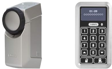 ABUS HomeTec Pro Bluetooth CFA3100 - Elektronisches Türschloss - Silber + Bluetooth-Tastatur CFT3100 - Silber