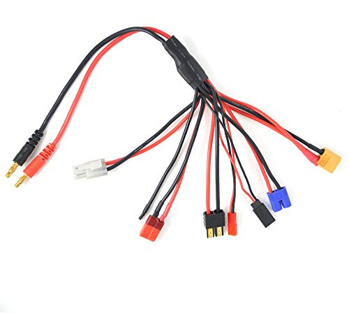 Pardarsey RC Akku-Ladegerät-Steckverbinder-Splitter-Kabel, 8 in 1 Octopus Convert Wire to 4.0mm Banane Plug für TRX, Tamiya, EC3, JST, Futaba, XT60, T-Dean