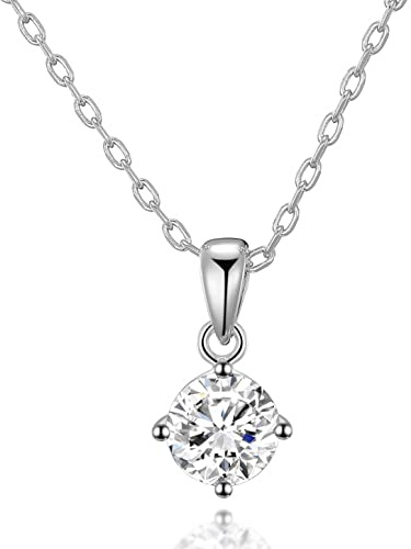 Philip Jones Sterling Silver Solitaire Necklace Created with Zircondia® Crystals