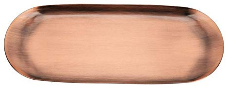 Oval Stainless Steel Jewelry Tray, Trinket Candle Trays for Living Room Makeup Cosmetic Tea Bag Holder Dish Storage Organizer Table Decorative Retro Red Kitchen Bathroom Vanity (Red Copper)