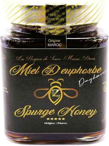 Miele di Euphorbia puro e naturale al 100%. Miele grezzo (Daghmous) - Premium genuino - Raccolto in Marocco. (500g)