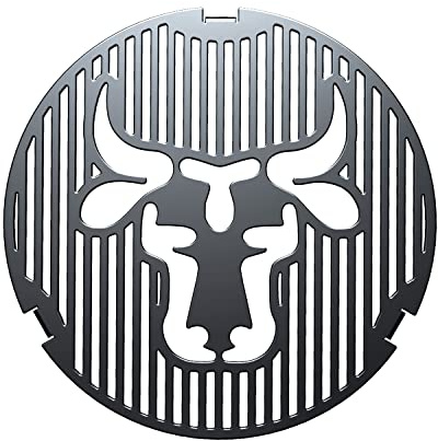 tuning-art GE01-20 Grilleinsatz | Rund | Bullenmotiv | Stahl | Grillrost für Grillplatte Plancha Größe: Grilleinsatz ø 20 cm