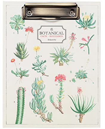 Grupo Erik Portablocco A5 con Pinza Botanical Cacti - Cartella Portadocumenti Rigida con Clip, Block Notes e Tasca Interna | Cancelleria Botanical Cacti Collection