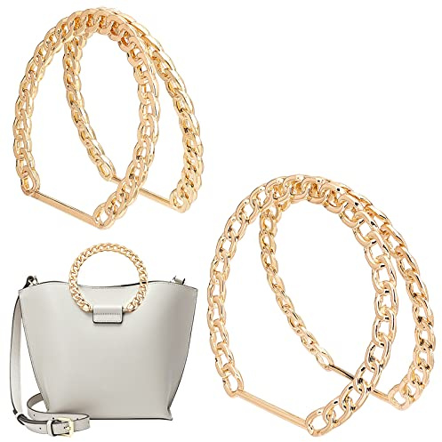 PH PandaHall Taschengriff Mit Twist Kette 4 stücke Hanf Blumen Ring Metallgriff Ersatz Dekorative Geldbörse Griff Handgemachte Taschengriff Für Sommer Handgemachte Tasche Strandtasche Handtaschen