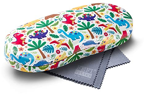 FEFI - Kinder Brillenetui (Hardcase) mit lustigen Motiven - inklusive Brillenputztuch/Microfasertuch