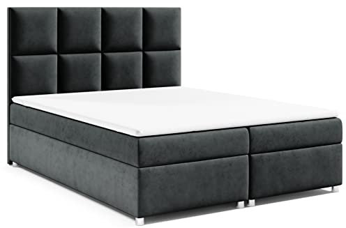 Best For Home Boxspringbett Trinity k-2 mit 7-Zonen Bonell-Federkernmatratze | Boxspringbett 180x200 | Boxsprintbett mit Matratze Und Stauraum | Polsterbett 180x200 - Lieferung bis Bordsteinkante