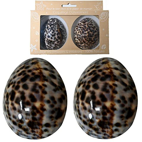 IRRÉVERSIBLE BIJOUX - Amningsskal i naturlig pärlemor - storlek L (Ø 7 cm) - lindrar sprickor och smärta, bröstvårtsskydd med bomullspåse som erbjuds - noll-avfall - grå