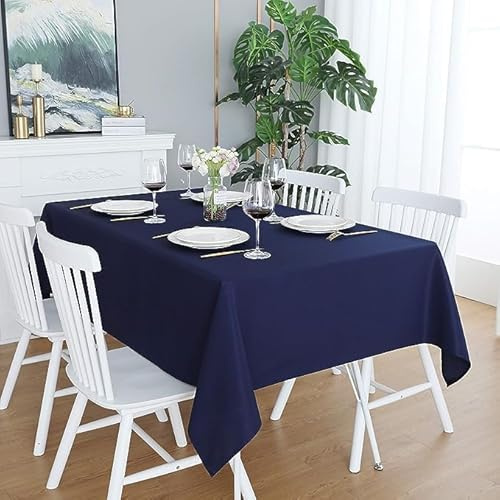LivinEase Rectangular Tablecloth 140x200cm – 250 GSM Cotton Blend Navy Table cloths for 4 to 6 Seater Table - Linen TableCloth Ideal for Christmas, Parties, Halloween and Every Occasions