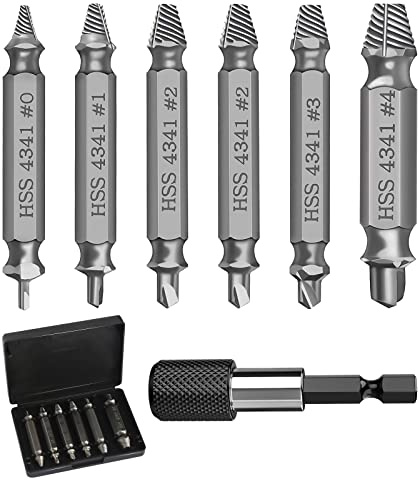 Schraubenausdreher-Set mit magnetischem Bithalter und Stecknussadapter für beschädigte Schrauben, 6 Stück