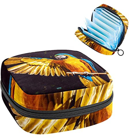 Papageienwellen Flügel-Perioden-Tasche, tragbar, Tampon-Aufbewahrungstasche für Damenbinden, Mehrfarbig, 4.7x6.6x6.6 in/12x17x17 cm