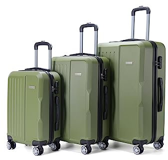 VERTICAL STUDIO 20 24 28 Koffer Reisekoffer 3er-Set Trolley Mehrteilig mit Ziffern Kofferschloss aus Kunststoff (ABS) Vier Rollen (Grün Visby)