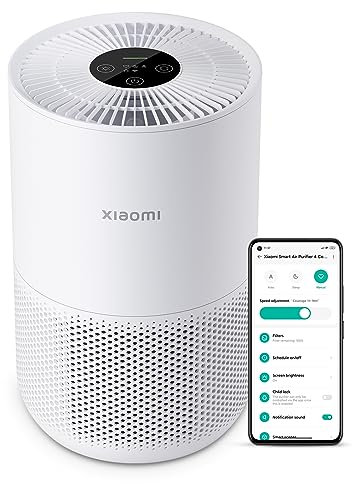 Xiaomi purificador de Aire 4 Compact con Filtro hepa, Filtro Efectivo 3 en 1, trampas de 0.3 micras, PCADR 230 m³/h, Entrada de Aire de 360°, Adecuado para 27 m², monitoreo en Tiempo Real, Blanco