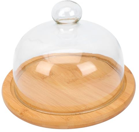 1 Set Glass Cake Cover Cake Holder with Cover Cloche Cake Cover Cheese Board Cake Display Tray Glass Cake Dome Mini Food Wood Serving Platters Bun Donut Wooden Food Cover Household