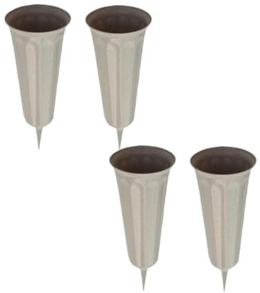 Dekorative Grabvasen – 2er-Set Friedhofsblumenvasen mit Erdspie – Rostfreie Metallkonstruktion – 5 x 26 cm Gre – Elegante-Vasen für Gedenksttten