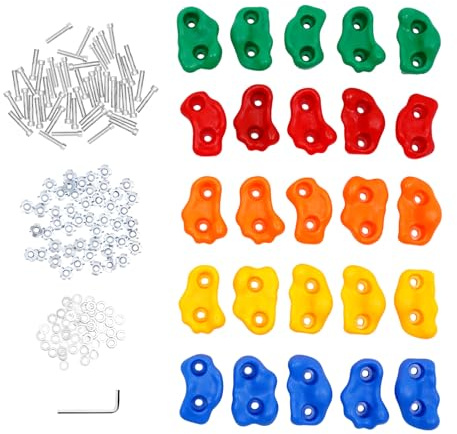 LUNICASHA Klettergriffe für Kinder, Klettersteine Kinder Outdoor, 25 Klettergriffe in verschiedenen Forme, Belastbar bis 200 LBS, Indoor und Outdoor Geeignet