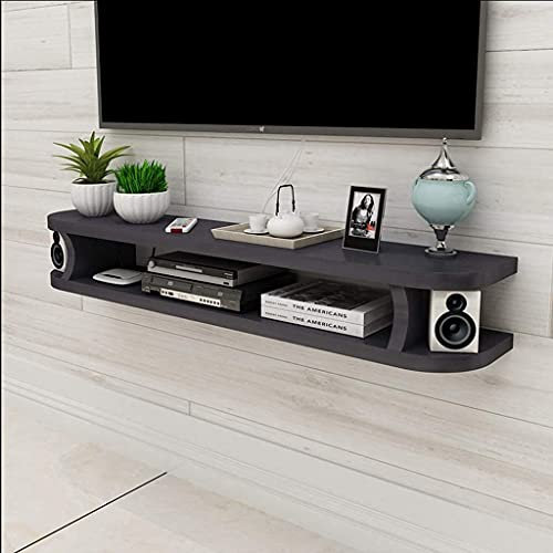 Generisch Schwebendes Regal, Wandschrank, Wandhintergrund, Lagerregal, offenes Regal mit Schublade für DVD-Satellitenbox, Kabelbox, Braun, 100 cm (Schwarz 100 cm)