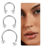 Diamday G23 Titan Hufeisen Nasenpiercing Septum Piercing ASTM F136 Titan Nasenringe Lippenpiercing Septum Hufeisen Hoop Ohrring Helix Knorpel Augenbraue Tragus Daith Nippel Piercing Schmuck 16G 8-12mm