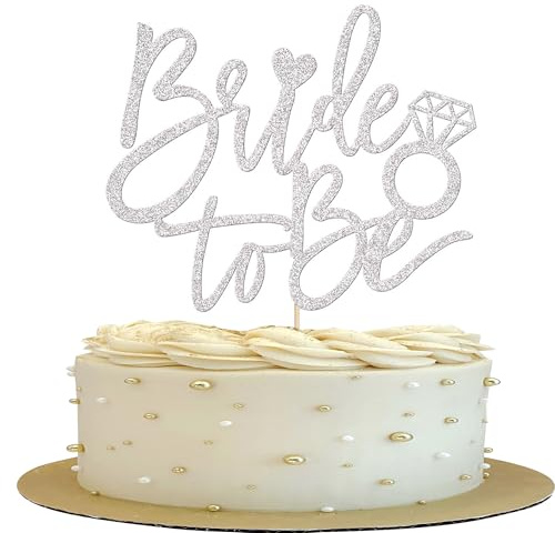 SYKYCTCY 1 Pack Bride to Be Cake Topper with Glitter Ring Bridal Shower Cake Pick Decorations for Wedding Engagement Theme Bachelorette Party Supplies Rose Gold