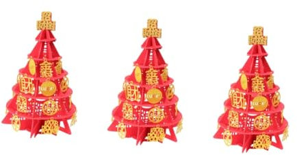 PRETYZOOM 3 STK Geldbaum Chinesische Neujahrsdekorationen Weihnachtsornament Für Den Desktop Gastgeschenke Zum Chinesischen Neujahrsfest Feng-Shui-Bonsai-Baum Krippenschmuck Münzbaum Rot