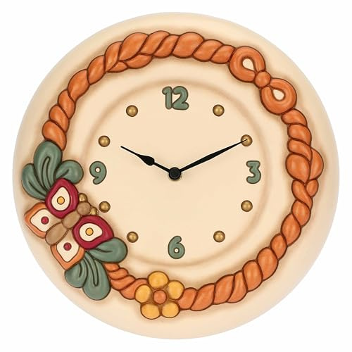 THUN, Orologio da Parete in Ceramica, Meccanismo in Plastica, Linea AbbracciAMI, Orologio da Collezione, Idea Regalo per Natale, 26.3 x 26.3 x 5.4 cm