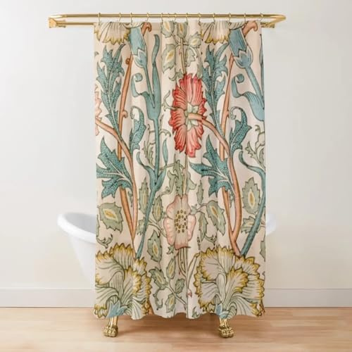AJALGZ Rosa och ros av William Morris duschdraperi överdrag tillbehör för dusch och duschdraperi B x L: 220 x 200 cm/87 tum x 79 tum bad-dusch-gardin