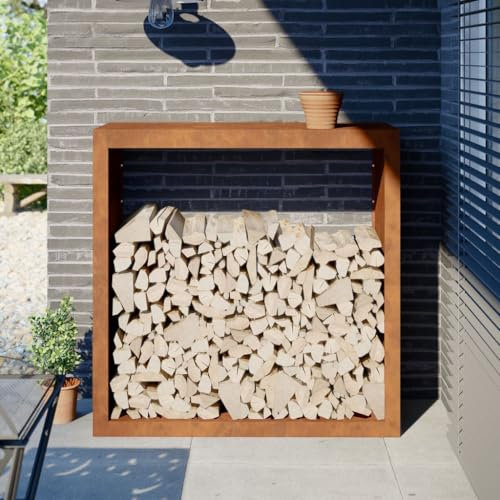 XGWKCNV Furniture Select Kaminholzregal 100x40x100cm Cortenstahl