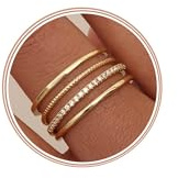 Roheafer 4er Goldringe für Damen Dünne 14K Vergoldete Ringe Stapelringe Daumenringe Finger Verlobungsringe Versprechensring-size 8