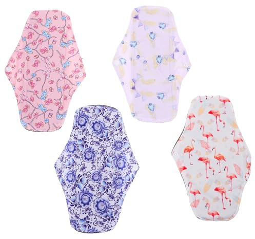 SECFOU 4stücke Pack Wiederverwendbare Menstruationsschutz Waschbare Damenbinden Stoffbinden Atmungsaktiv Für Frauen Wiederverwendbar Sanitärpad Periode Binde