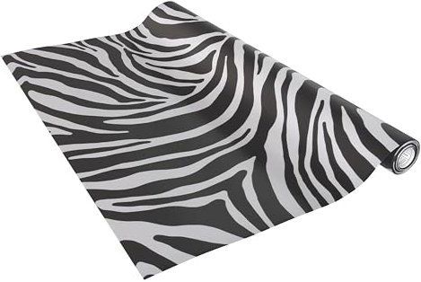 Vénilia Klebefolie Deco Standard, Zebra, 45 cm x 2 m, selbstklebende Möbelfolie, Dekofolie, Küchenfolie, Tapete, PVC ohne Phthalate, Made in EU